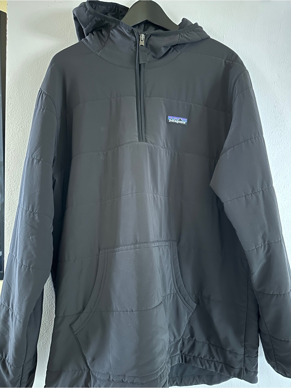 Patagonia Black Hooded Pullover with Mountain Logo